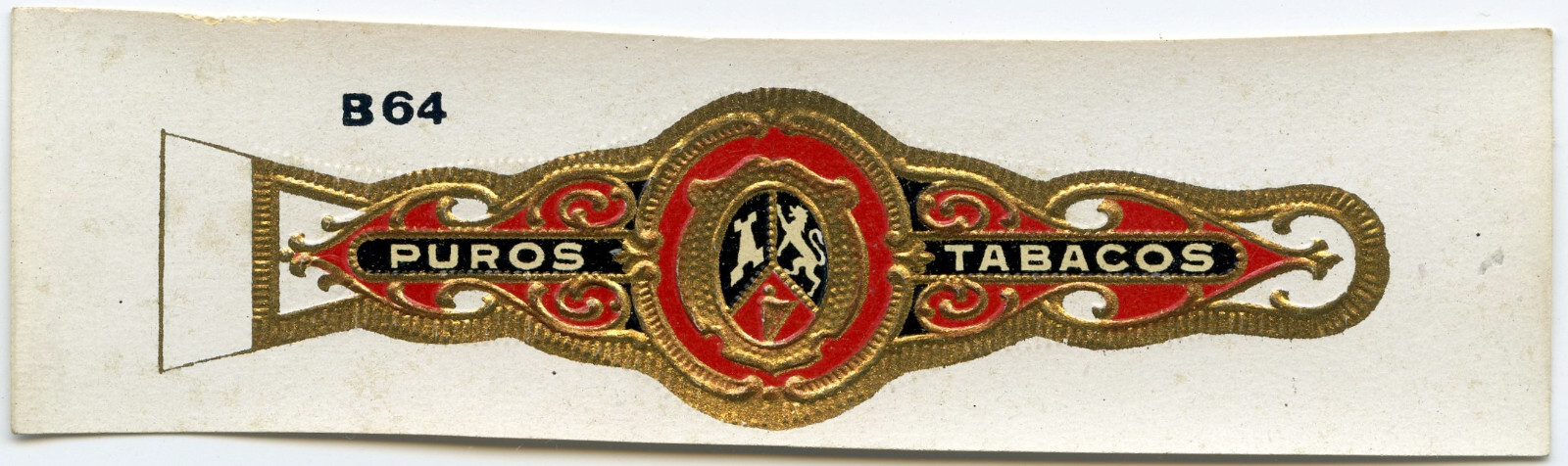 Vintage PUROS TABACOS B64 EMBOSSED N.O.S. CIGAR BAND LABEL H17