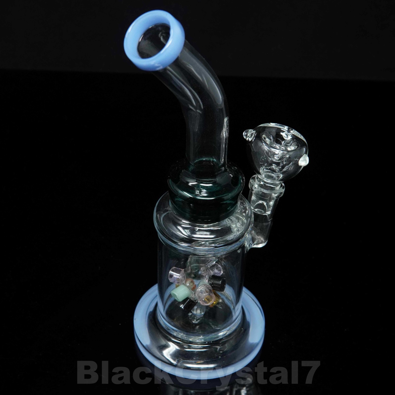 8.5 in Premium Blue 45° Bomb Hookah Bubbler Tobacco Smoking Glass Water Pipes
