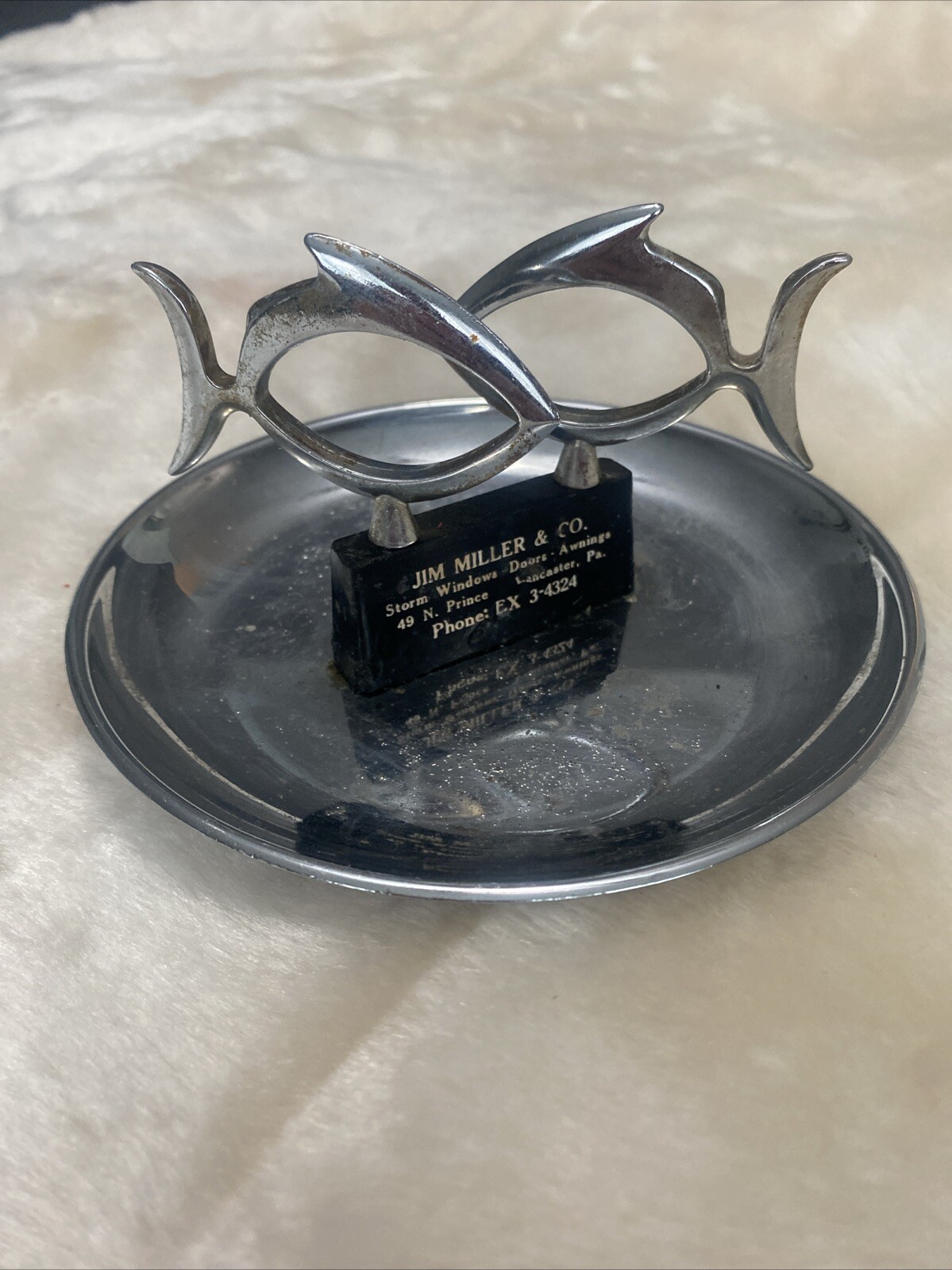 Vintage Hamilton Product Chrome Mid Century Fish Ashtray Lancaster Pa Jim Miller