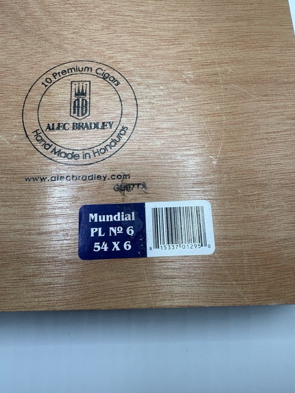 Alec Bradley Mundial Wooden Cigar Box Handmade Honduras Empty Decorative Case
