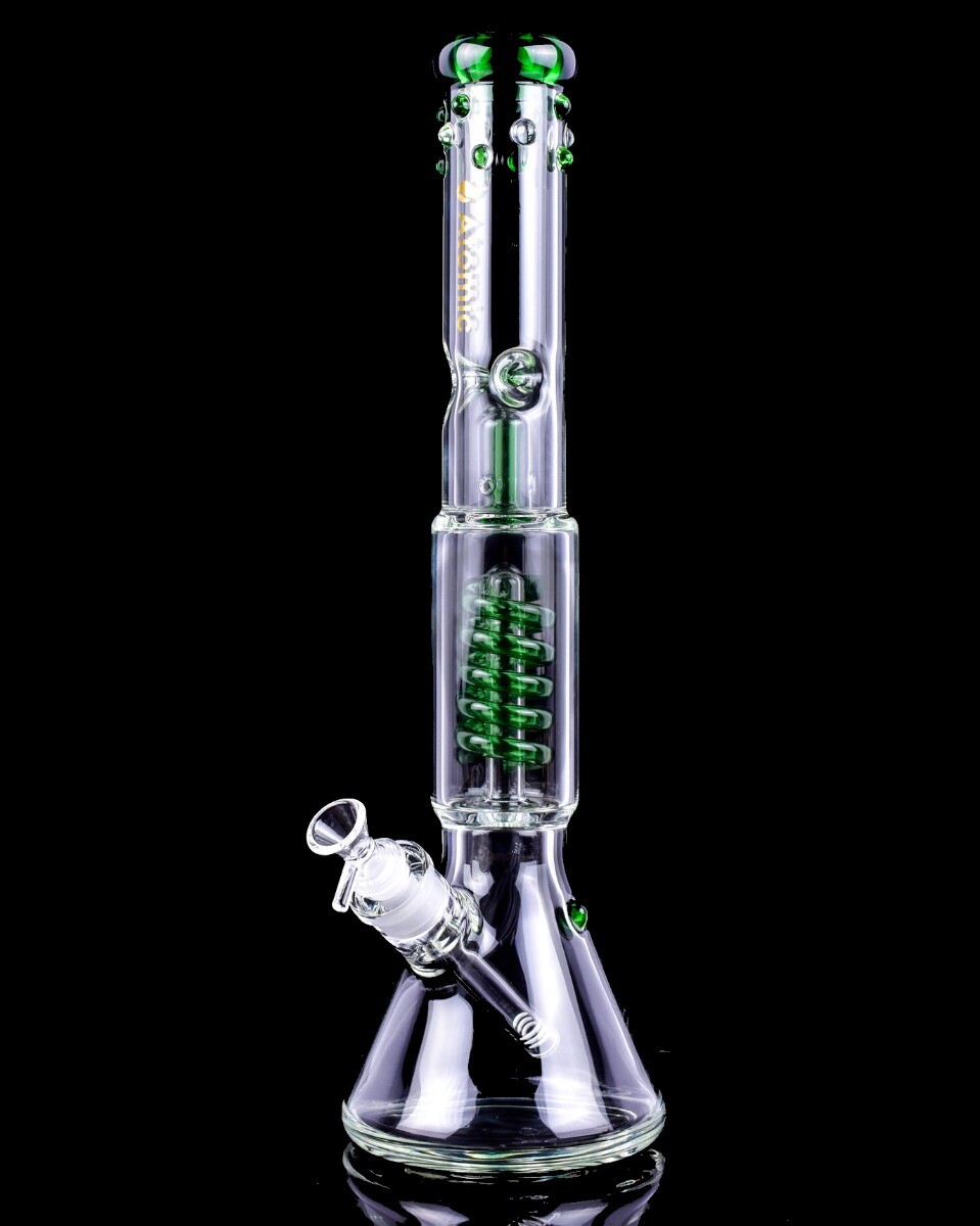 THICK Glass Bong 18″ Inline Perc to Coil Perc Bong HELIX Bong Beaker Bong *USA*