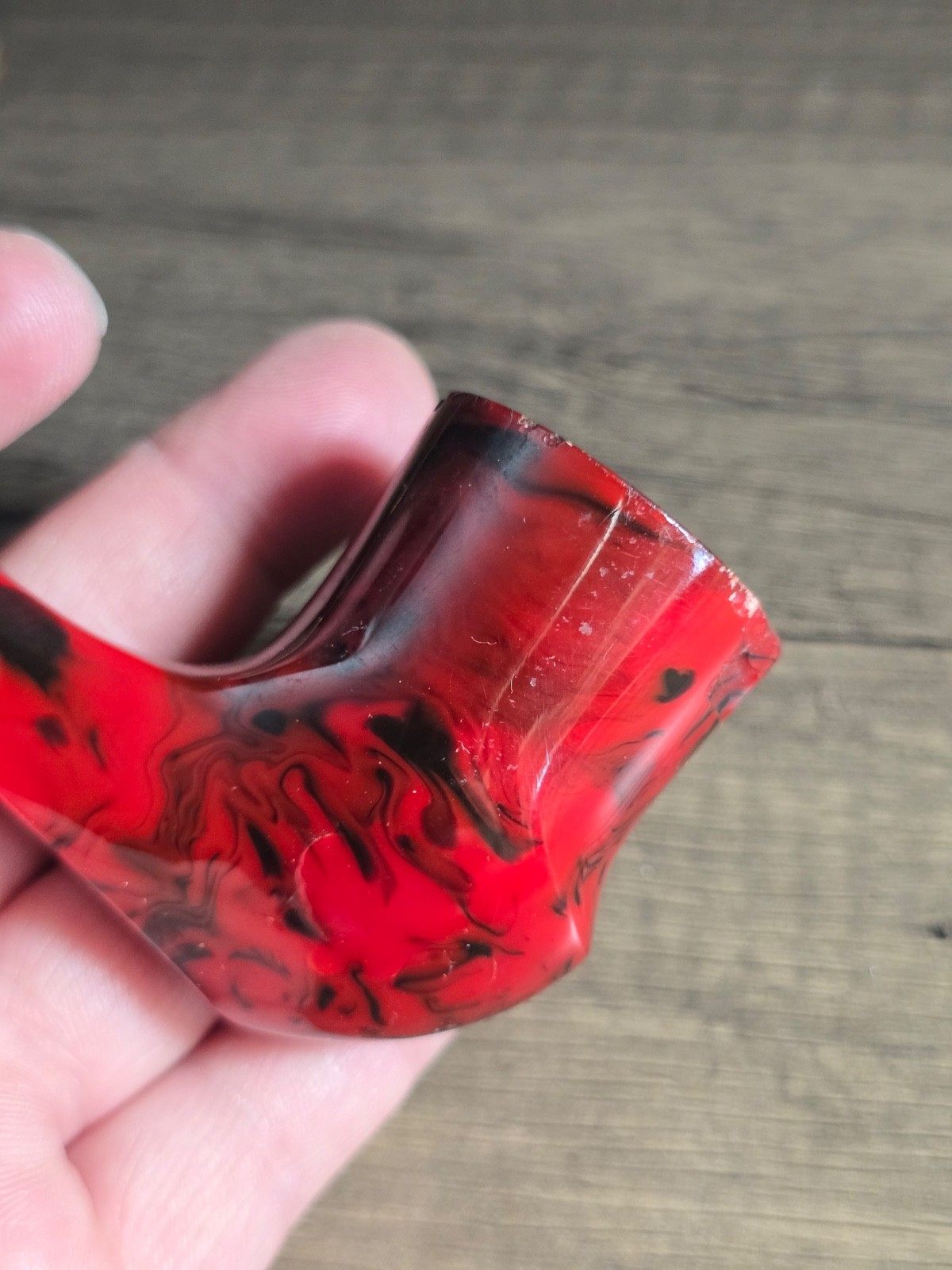 Vintage Hilson Fantasia? red swirl resin tobacco pipe Belgium -chip on bowl