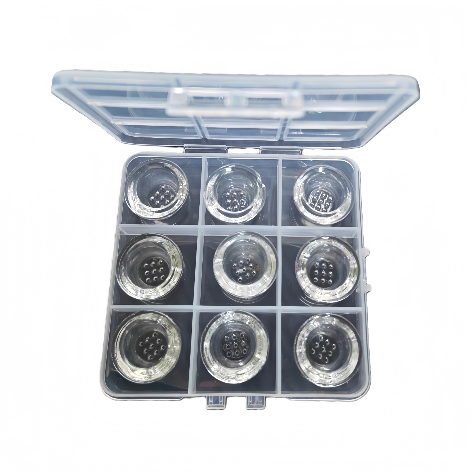 ( Pack of 9 ) 9-Hole Glass Bowl for Silicone Smoking Pipe Glass Replacement Bowl