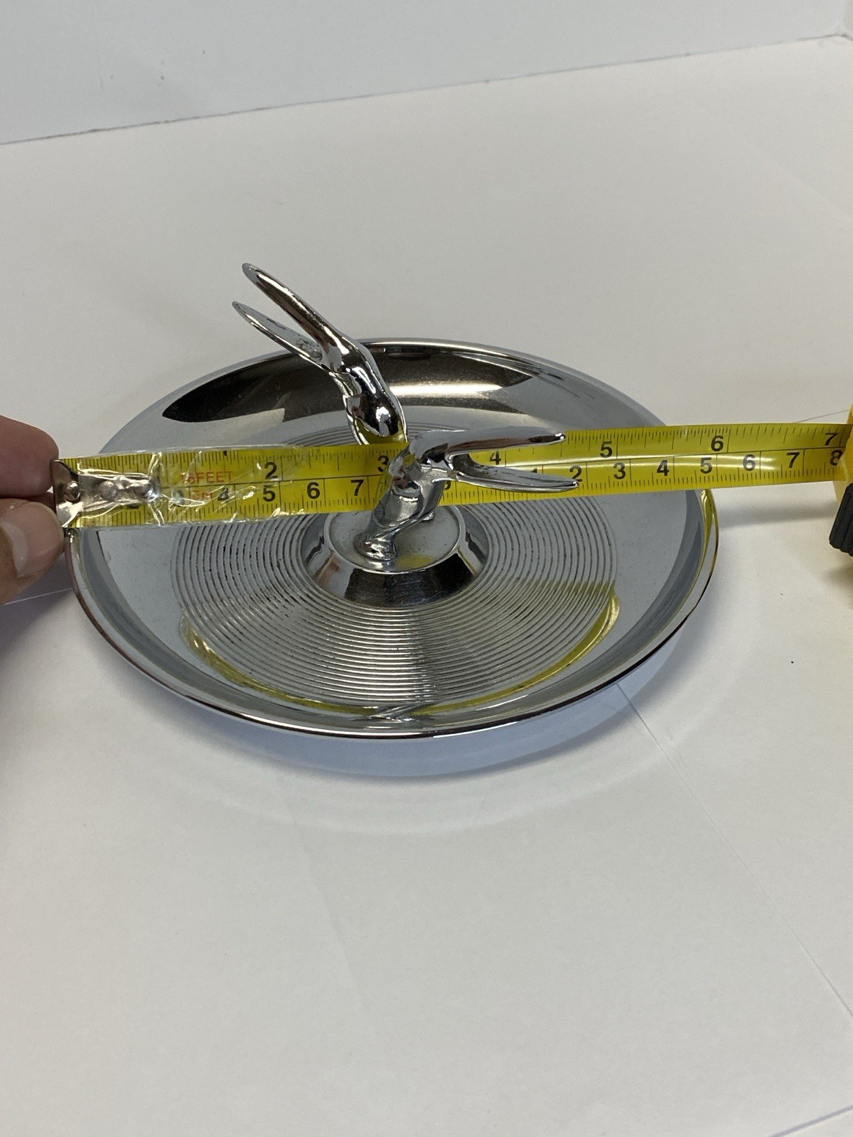 Pincherette Toucans Diecasters Inc Art Deco Chrome Ashtray MCM Made In U.S.A.