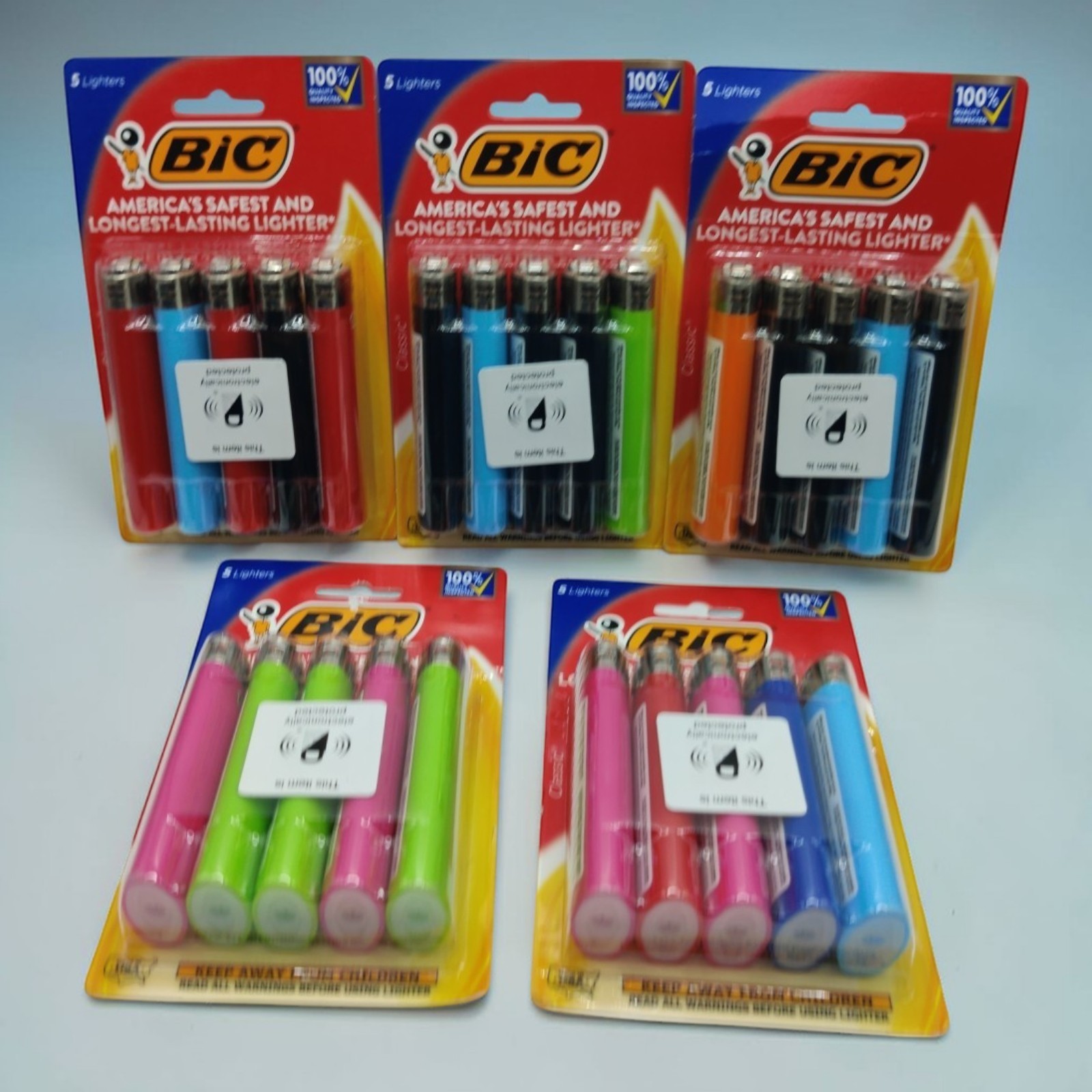 5x BIC Lighter Packs (Colors May Vary) Contains 5 Each For 25 Total Lighters