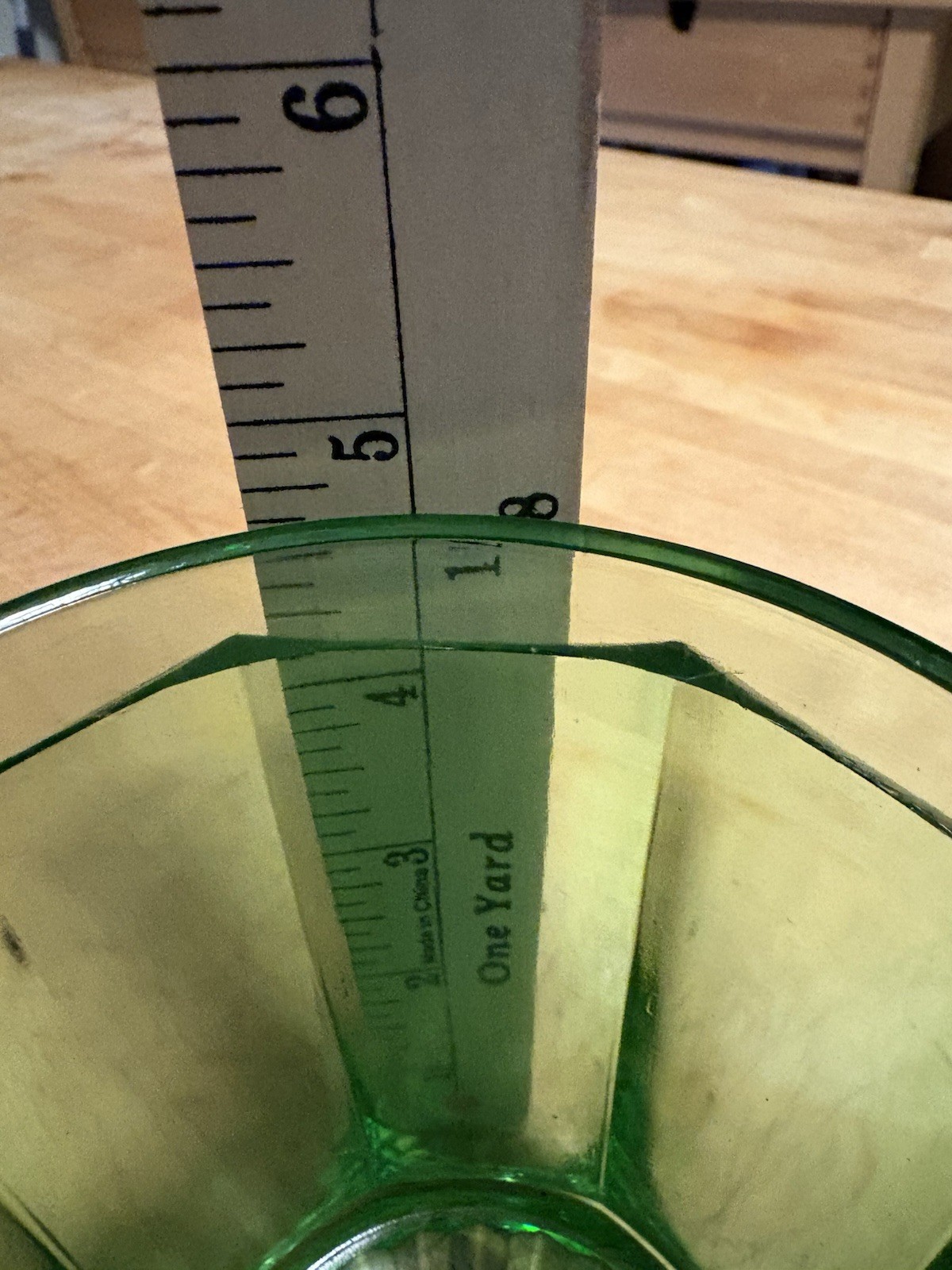 Tobacco Jar Uranium Glass with Wood Lid