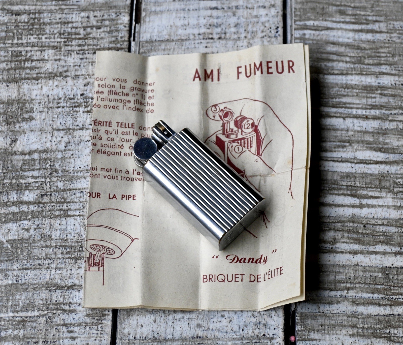 Vintage Gasoline Lighter Super Dandy France Petrol Lighter