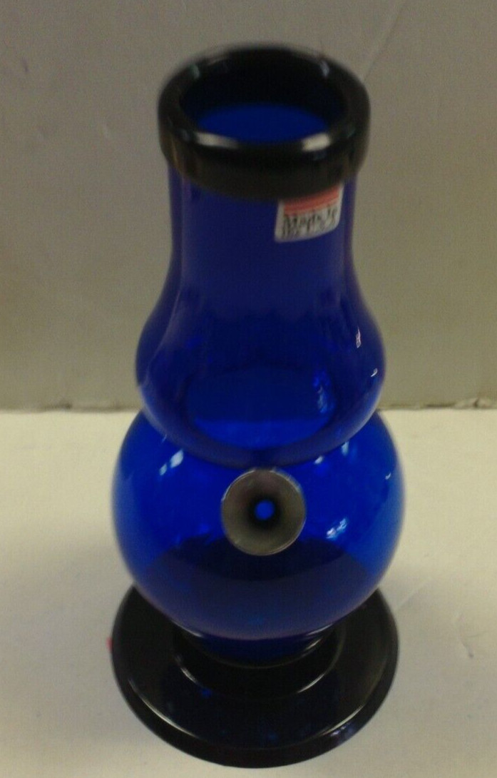 6″ ACRYLIC PLASTIC BUBBLE & HALF THUMB CARB WATER PIPE BONG BLUE 1.5″ M USA