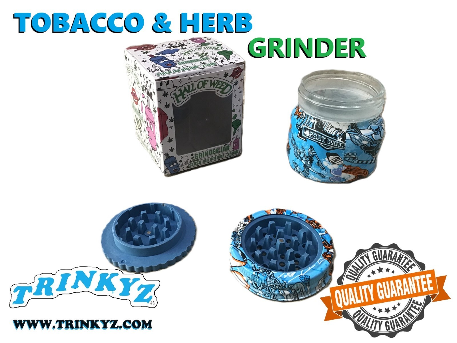 Brand New!! Trinkyz Tobacco Manual Herb Grinder with Jar!!