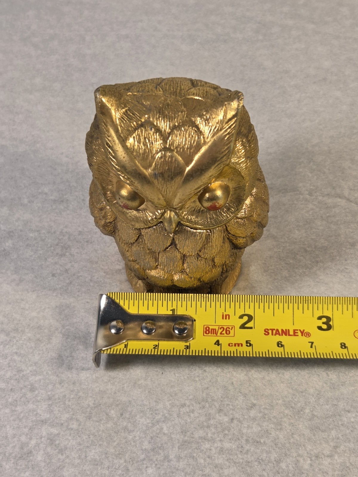 Vintage FOUR-STAR Brass Owl Table Lighter TAN 1964 Japan
