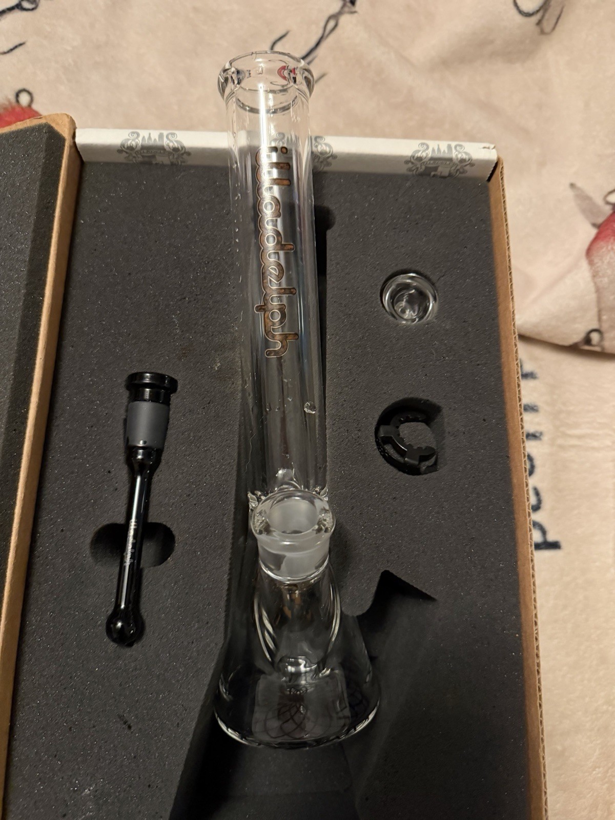 Illadelph Clear/Black Glass Water Pipe Bong w/ Bowl & Accessories in Box
