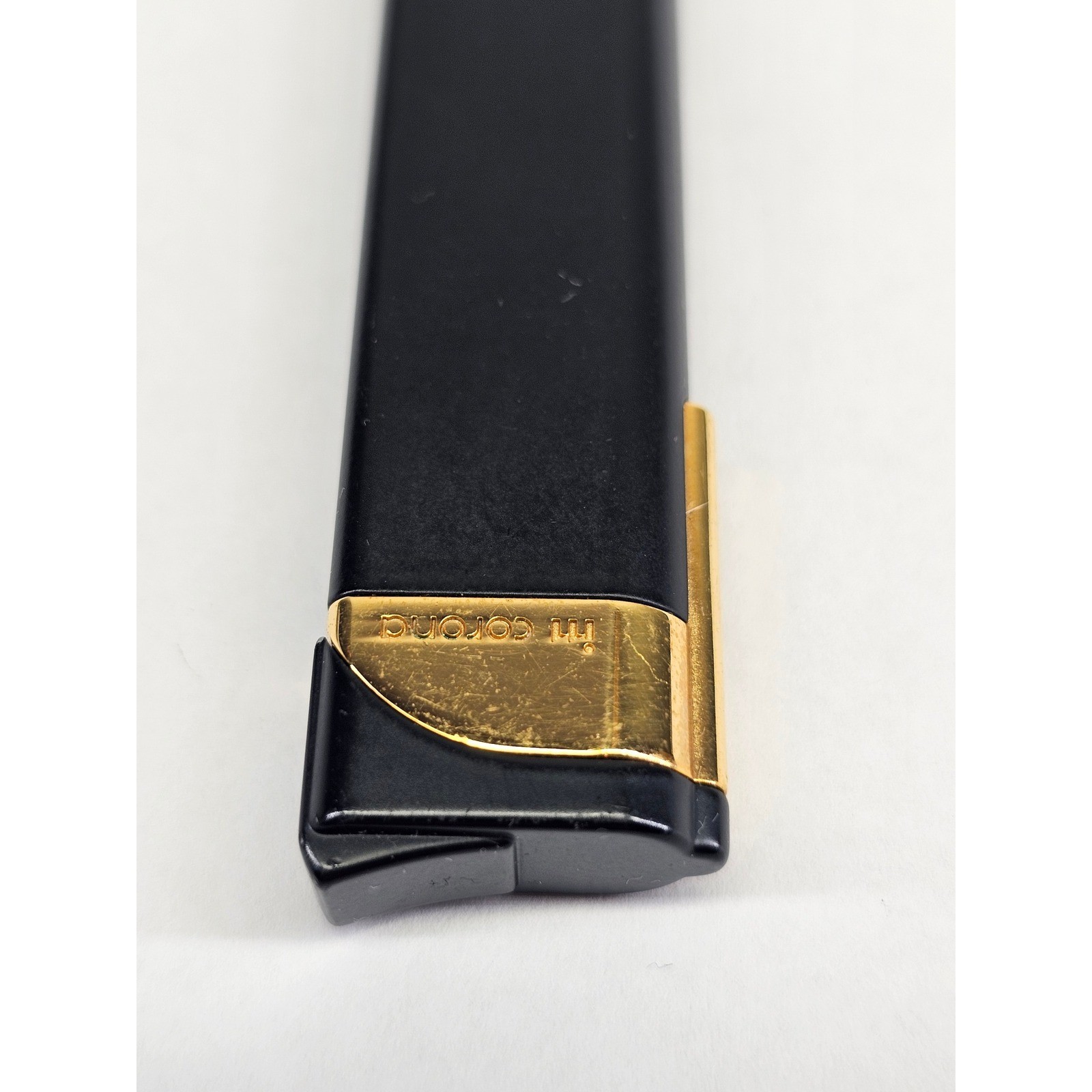 Vtg Im Corona Electronic Lighter Unisex Black Gold Good Vintage Japan Piezo Coil