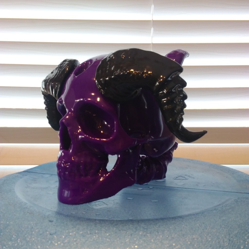 Horned Skull Bong Bubbler Black on Purple! more colors available