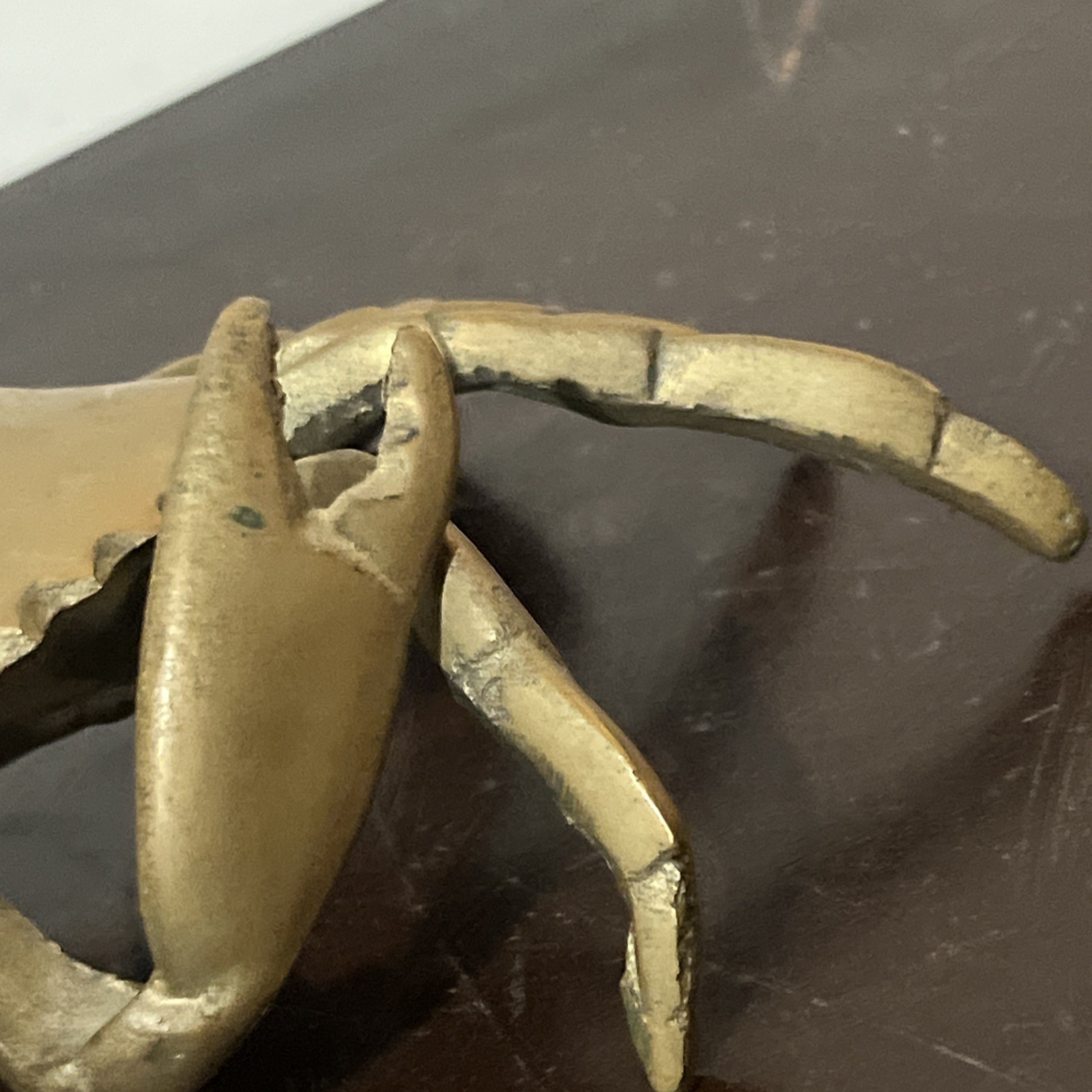 Vintage Hinged Brass Crab Lift Top Trinket Dish Cigarette Ashtray 7 “