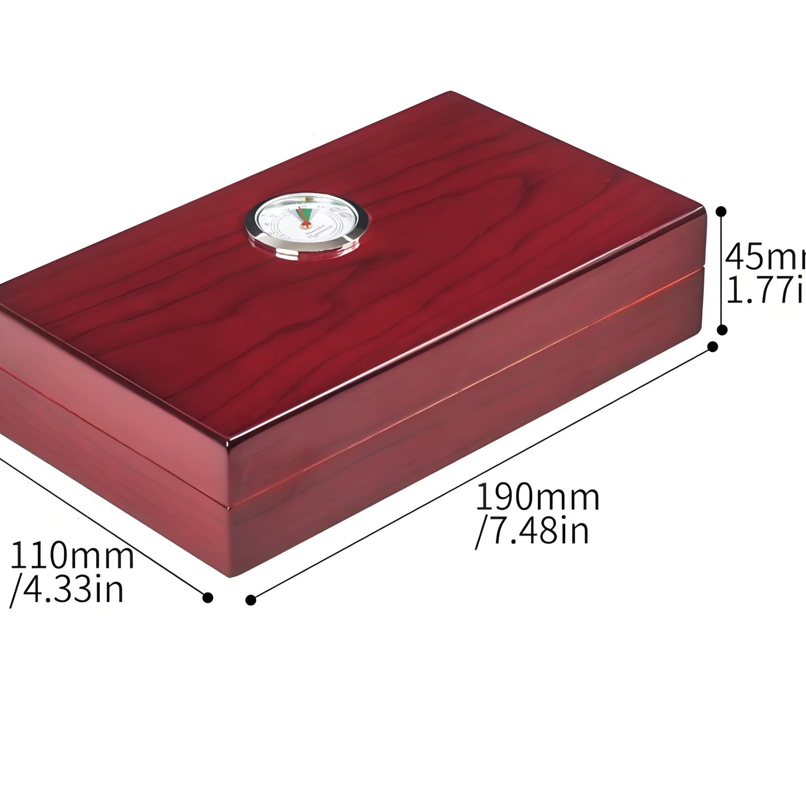 Cedar Wood Black Cigar Humidor Box with Hygrometer 4 Count Travel Case