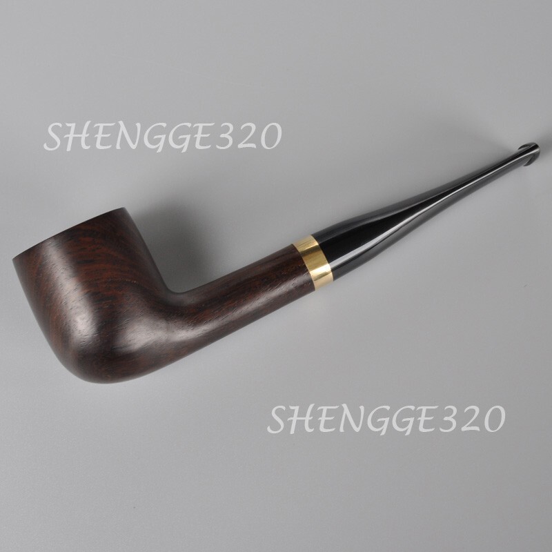 Ebony Wooden Tobacco Pipe Billiard Smooth Surface Tapered Stem Smoking Tool