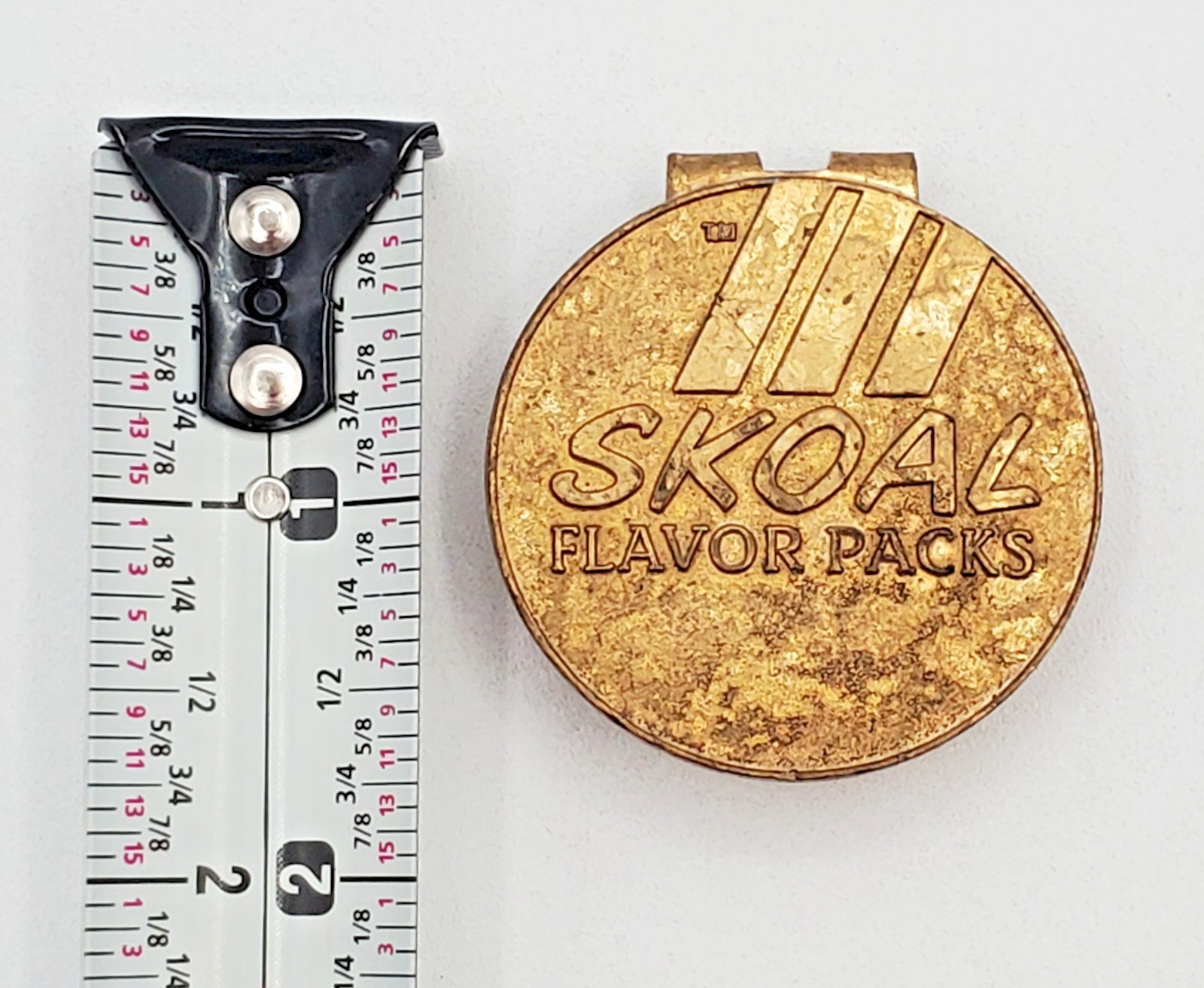 VTG Skoal Flavor Packs Promo Money Clip 1.75in Gold Tone Metal Cash Cards Strong