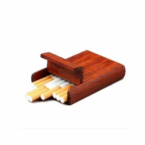 Handmade Exquisite Cigarette Box Handcrafted Wooden Case Hold 10 Cigarettes HO