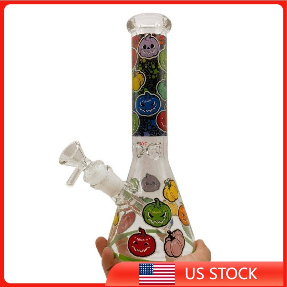 10″ Luminous Pumpkin Glass Bong Smoking Hookah Water Pipe W/ 14mm Bowl Hookahs