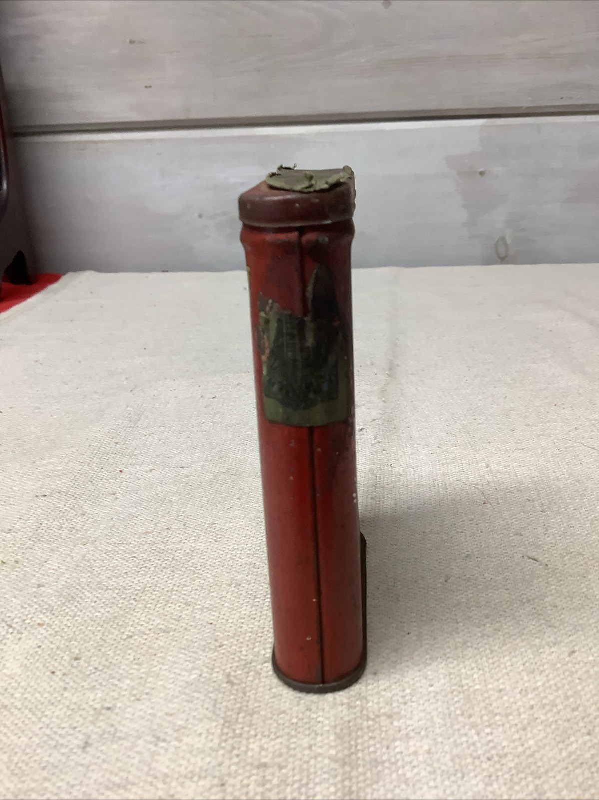 Vintage Prince Albert Crimp Cut Tobacco Tin Red Pipe Cigarette Advertising