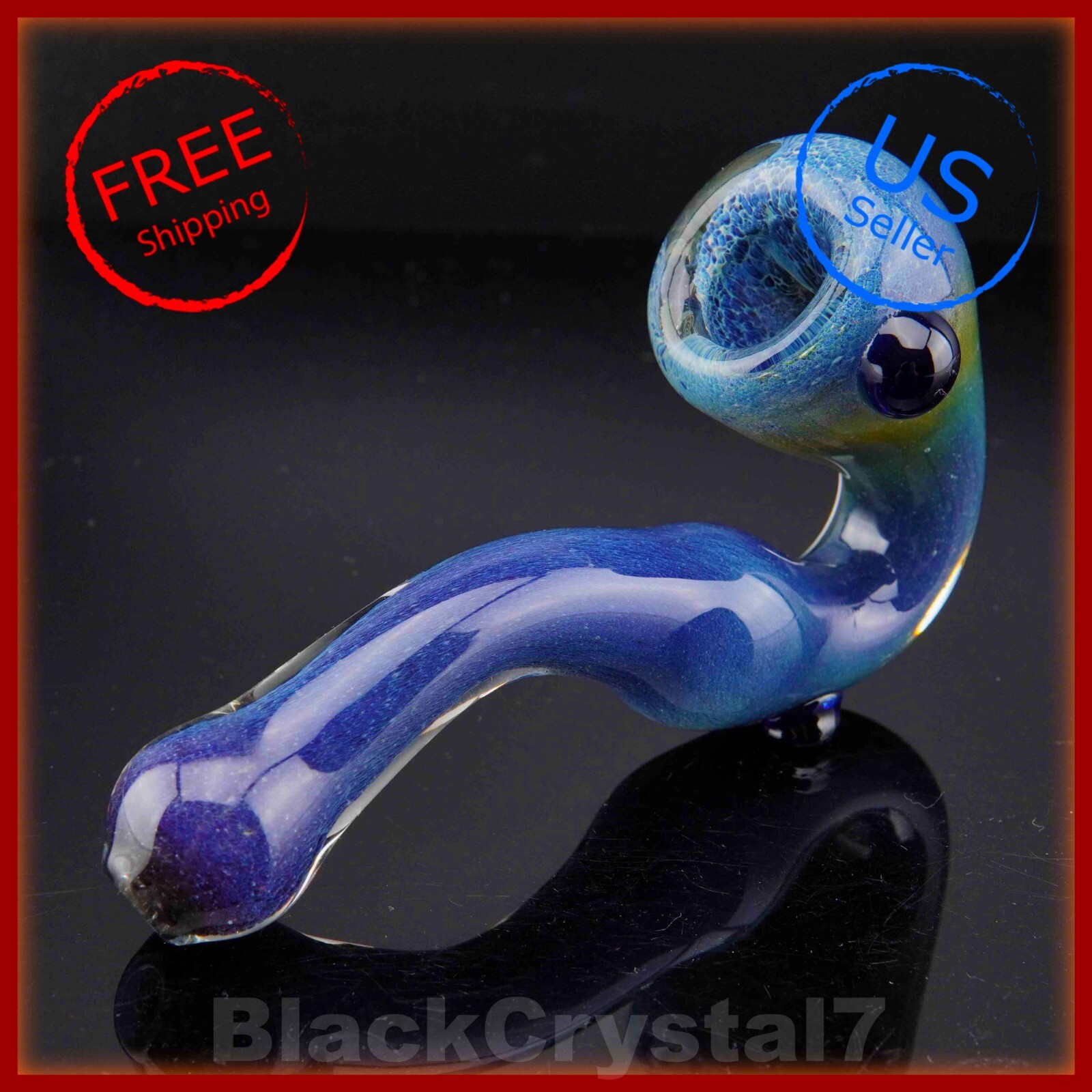 5″ Handmade Thick Midnight Blue Cosmic Sherlock Tobacco Smoking Bowl Glass Pipes