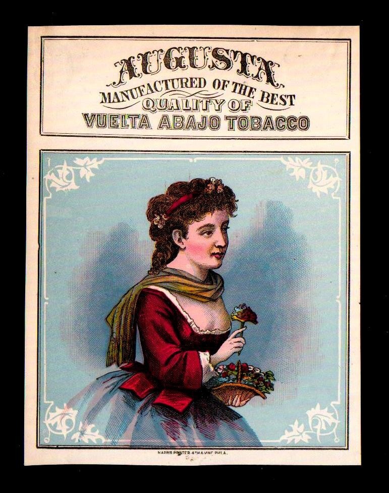 c1878 – Augusta – Sample Cigar Box Label – VERY EARLY EX EX EX Rare