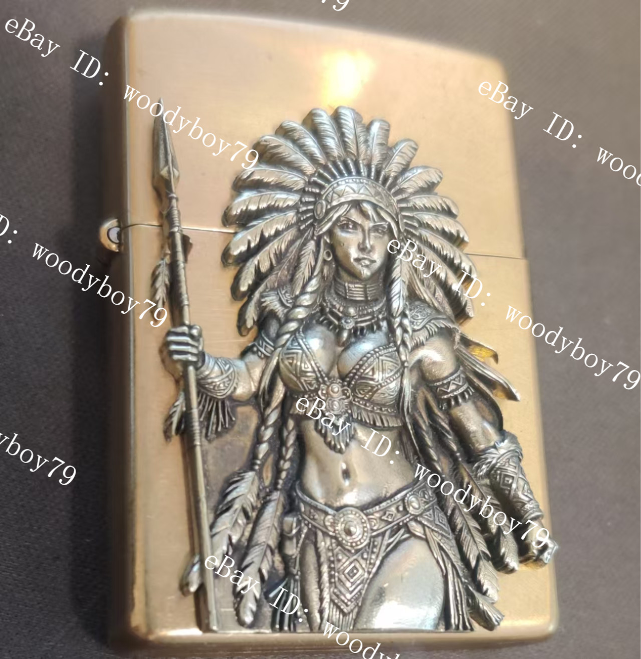 1 piece Lighter accessories Brass Sexy Indian Female Warrior Badge DIY sticker