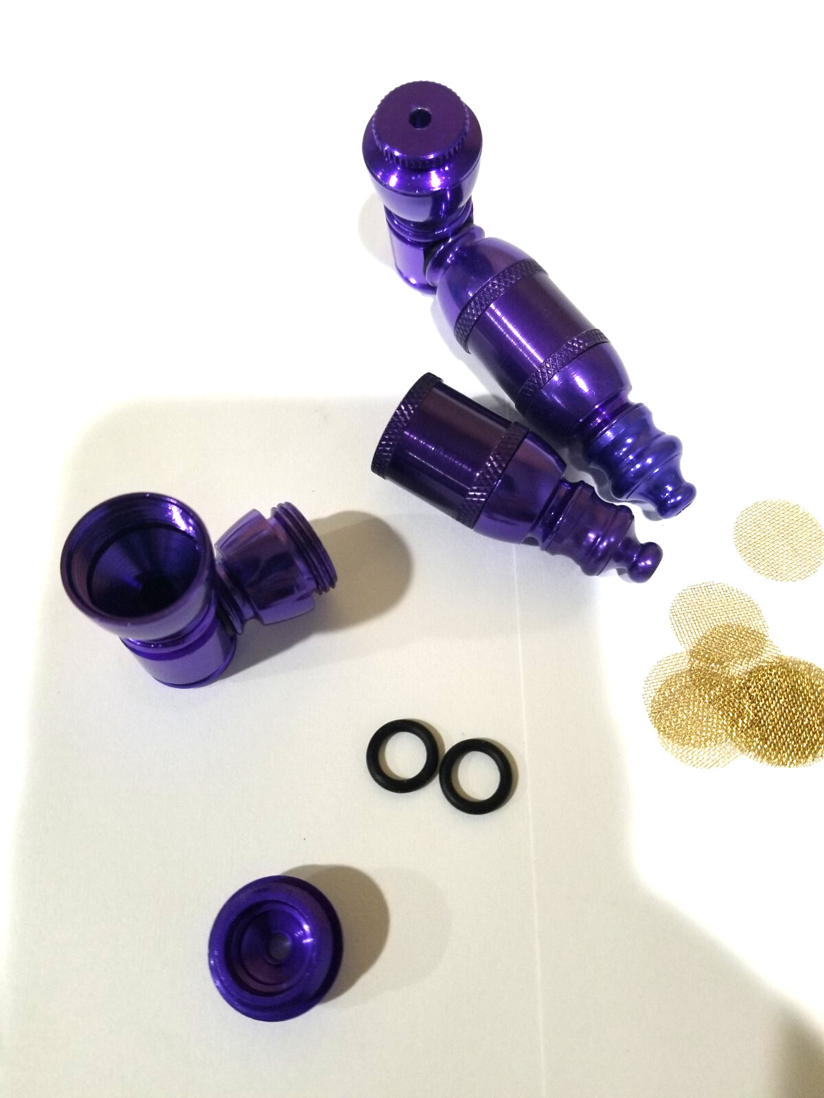 3″ purple set of 2 american pipes with brass screens