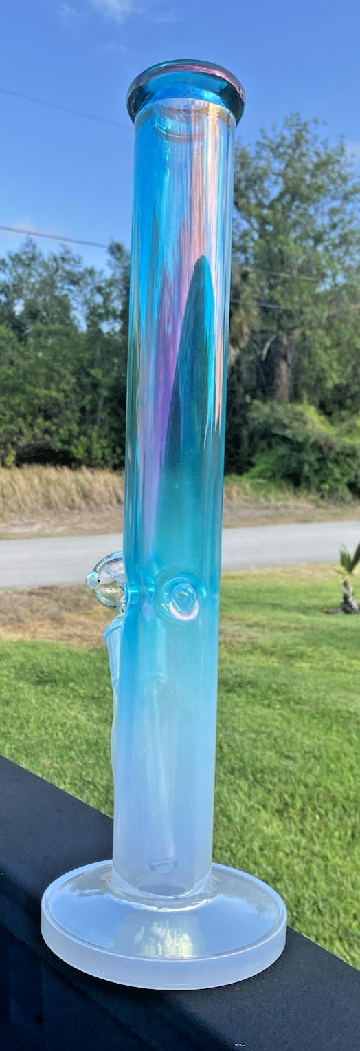 16.5″ 9mm THICK Holographic Rainbow Borosilicate Glass Straight Tube Bong 5″Base