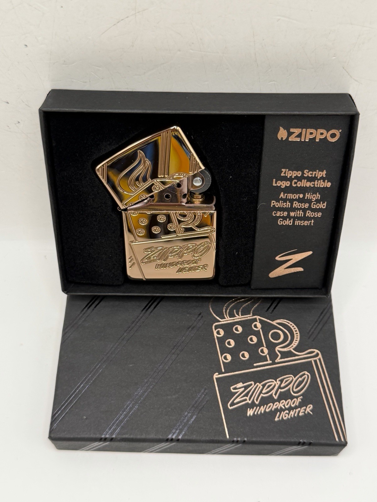 Zippo Script Logo Collectible Lighter Rose Gold Limited 10878/17500 New In Box