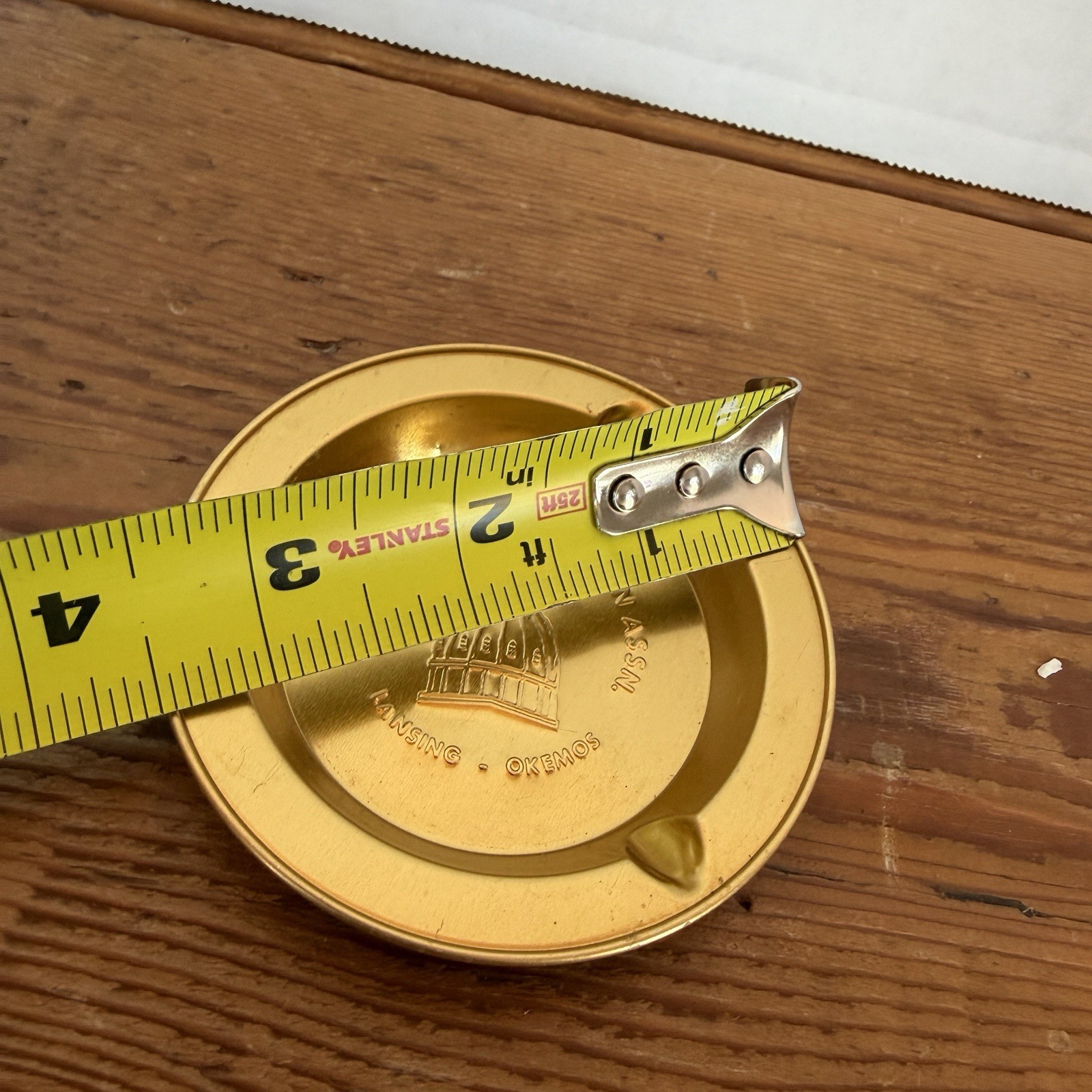 Vintage First Capitol Savings and Loan Advertising Ashtray- MCM Aluminum Gold