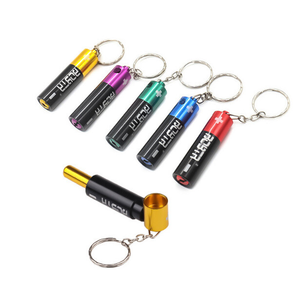 Creative Hanging Buckle Battery Metal Pipe Detachable Portable Keychain Pipe