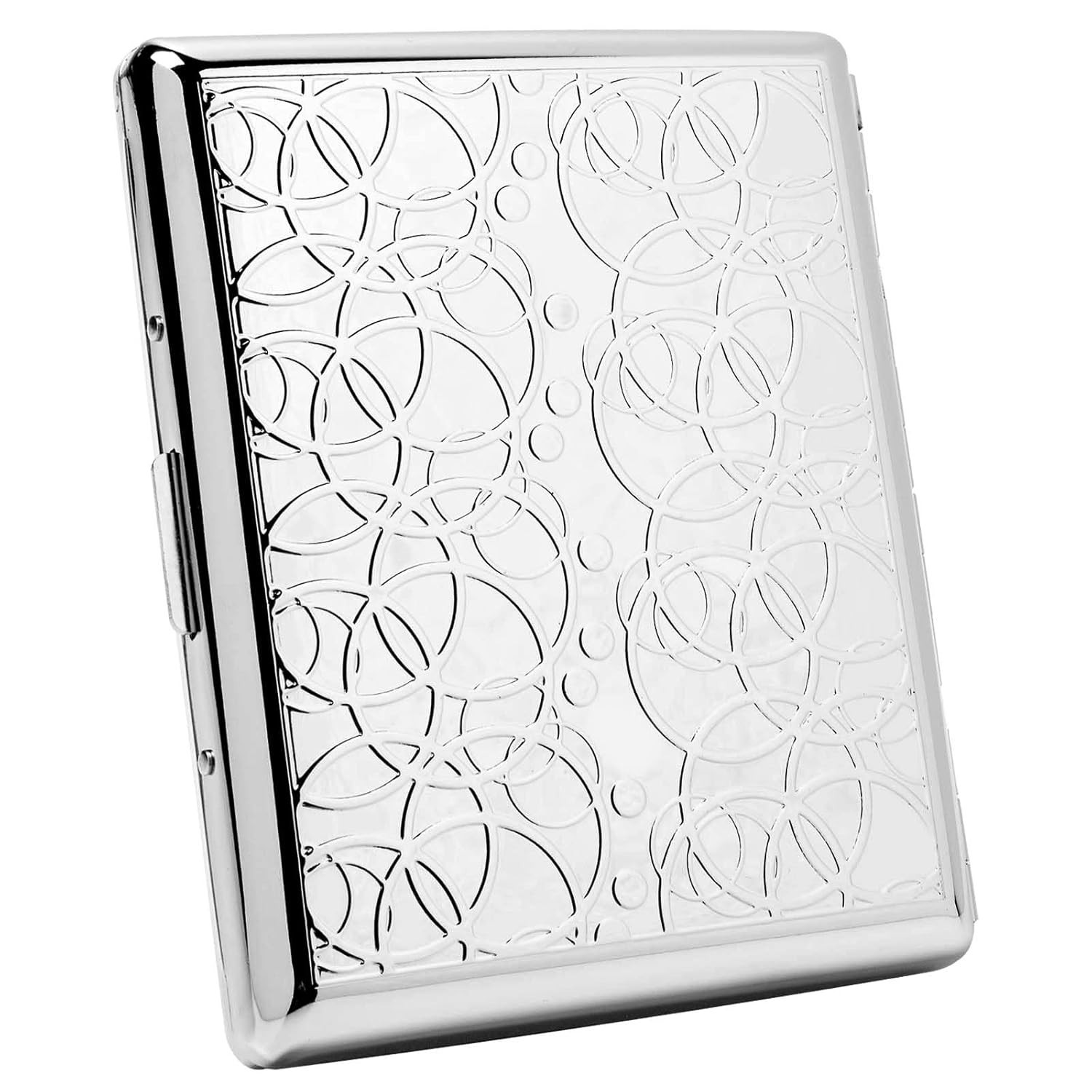 Lightweight Silver Case for 20 King Size Items, Compact Spring Clip Holder