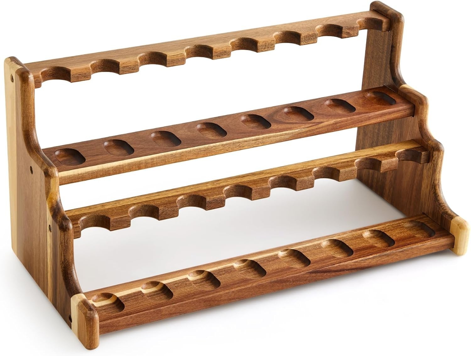 Yalikop Acacia Pipe Stand Holder for 16 Smoking Pipes, Acacia Double-layer