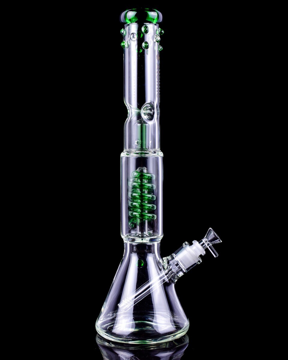 THICK Glass Bong 18″ Inline Perc to Coil Perc Bong HELIX Bong Beaker Bong *USA*