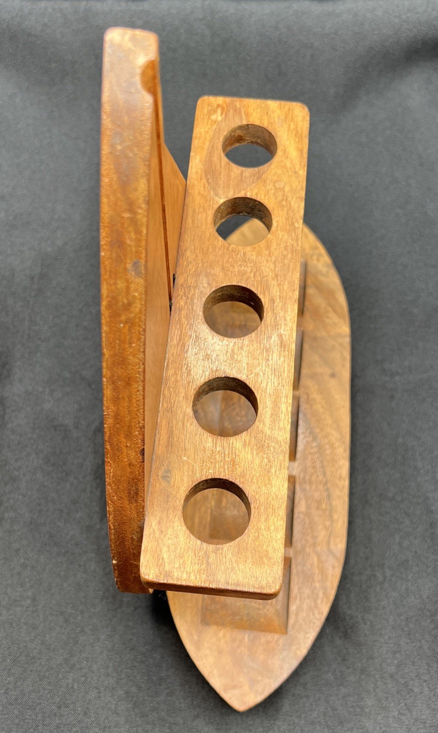 Vintage Wood 5 Pipe Holder Rest Stand Sailboat Nautical Free Standing