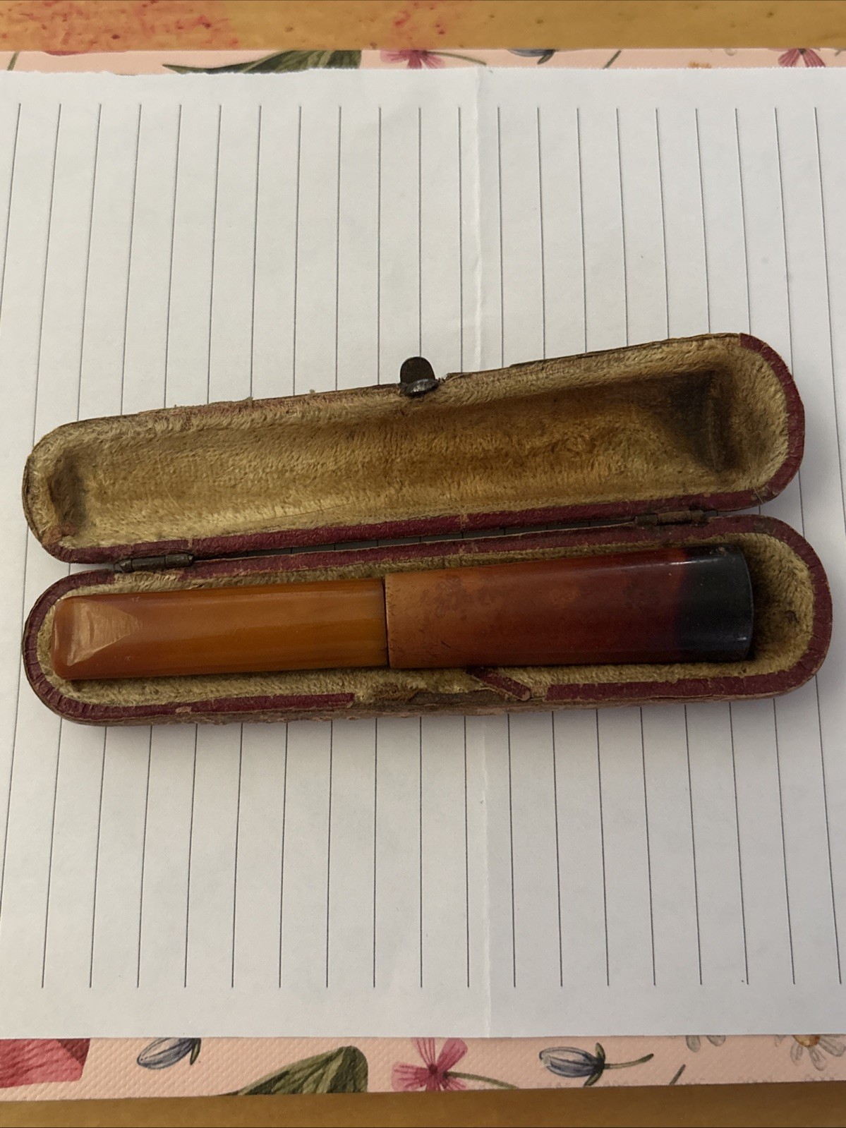Vintage Cigarette Holder Natural Amber With Original Case